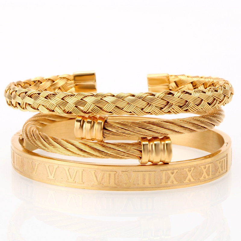 Mens Stainless Steel Bracelets 3pc Set - Image 3