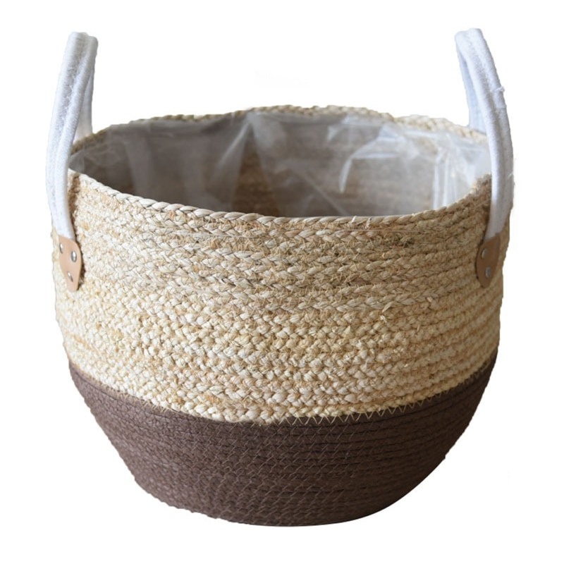Handmade Straw Plant Basket - Image 3