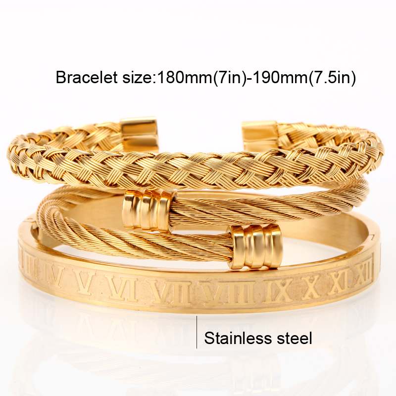 Mens Stainless Steel Bracelets 3pc Set - Image 4