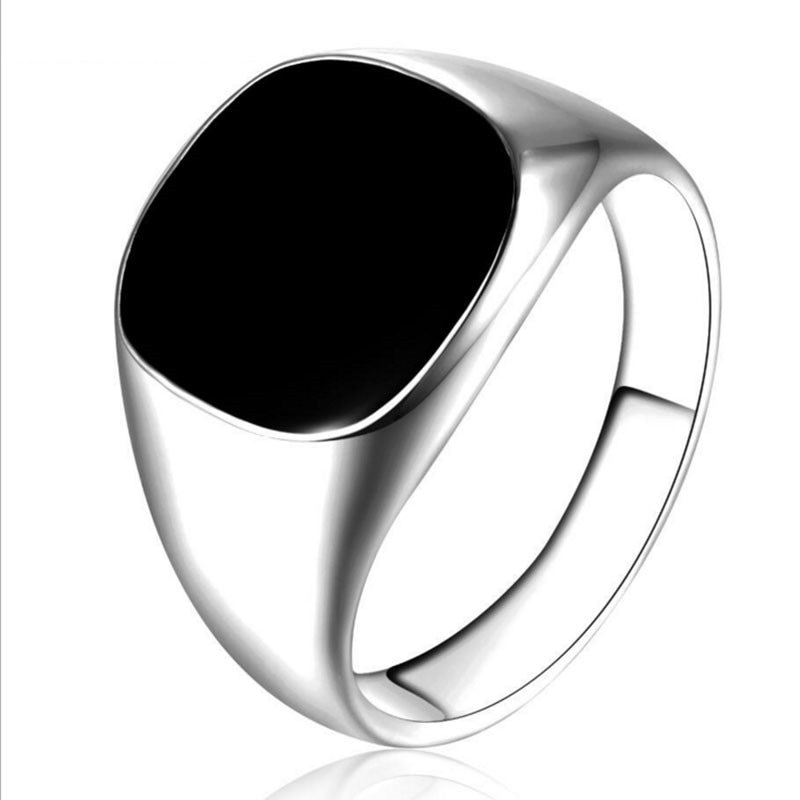 Mens Fashion Rings Black Enamel - Image 6