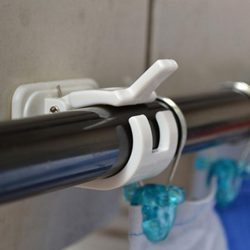 Curtain Rod Holders Adhesive Wall Clip (2Pcs) - Image 3