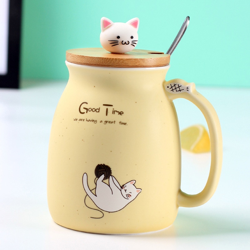 Cat Mug Ceramic With Cover - Image 4