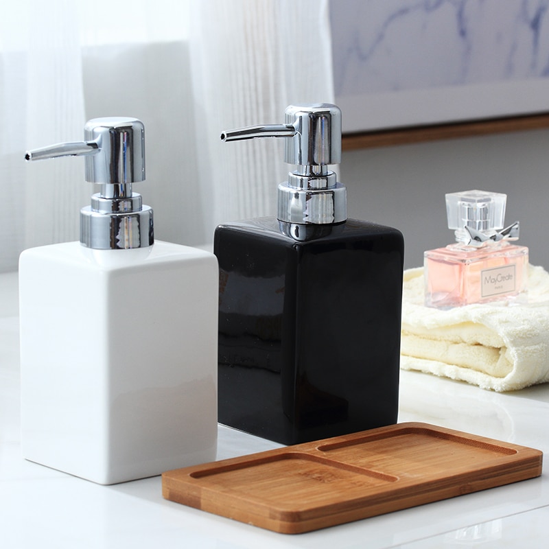 Ceramic Soap Dispenser with Tray - Image 4