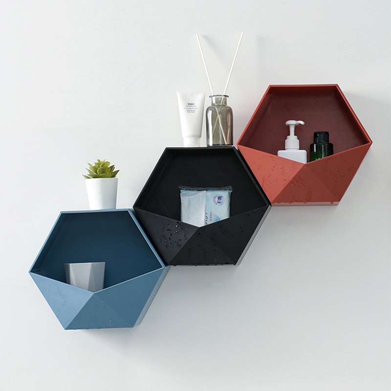 Hexagon Wall Shelf Self-Adhesive Wall Decor - Image 4