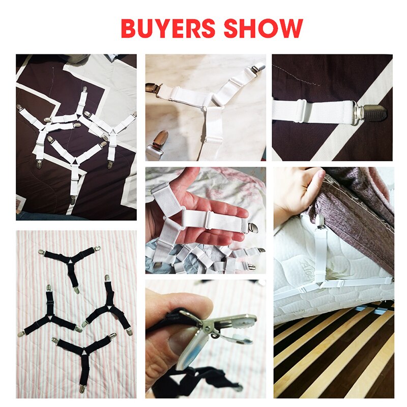 Bed Sheet Straps Elastic Bed Sheet Clips (4Pcs) - Image 2
