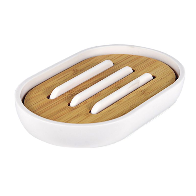 Bamboo Soap Dish Rack Container with Lid - Image 3