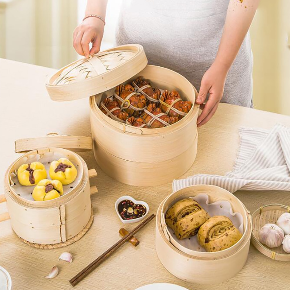 Bamboo Steamer Basket Kitchen Set - Image 5