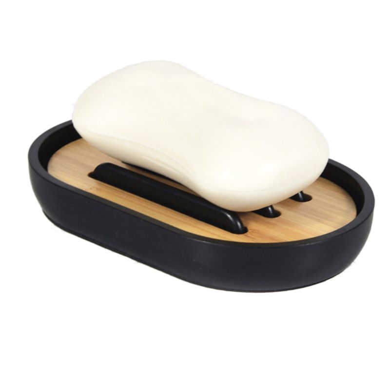 Bamboo Soap Dish Rack Container with Lid - Image 2