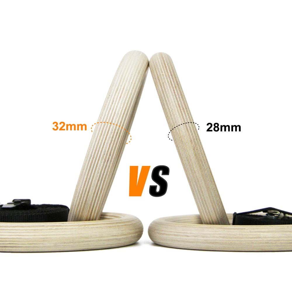 Wood Gymnastic Rings with Adjustable Straps - Image 3