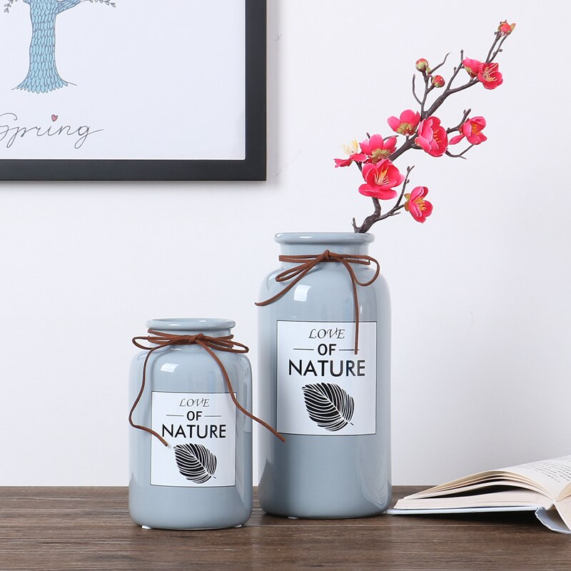Ceramic Flower Vase with Bowknot Rope - Image 2