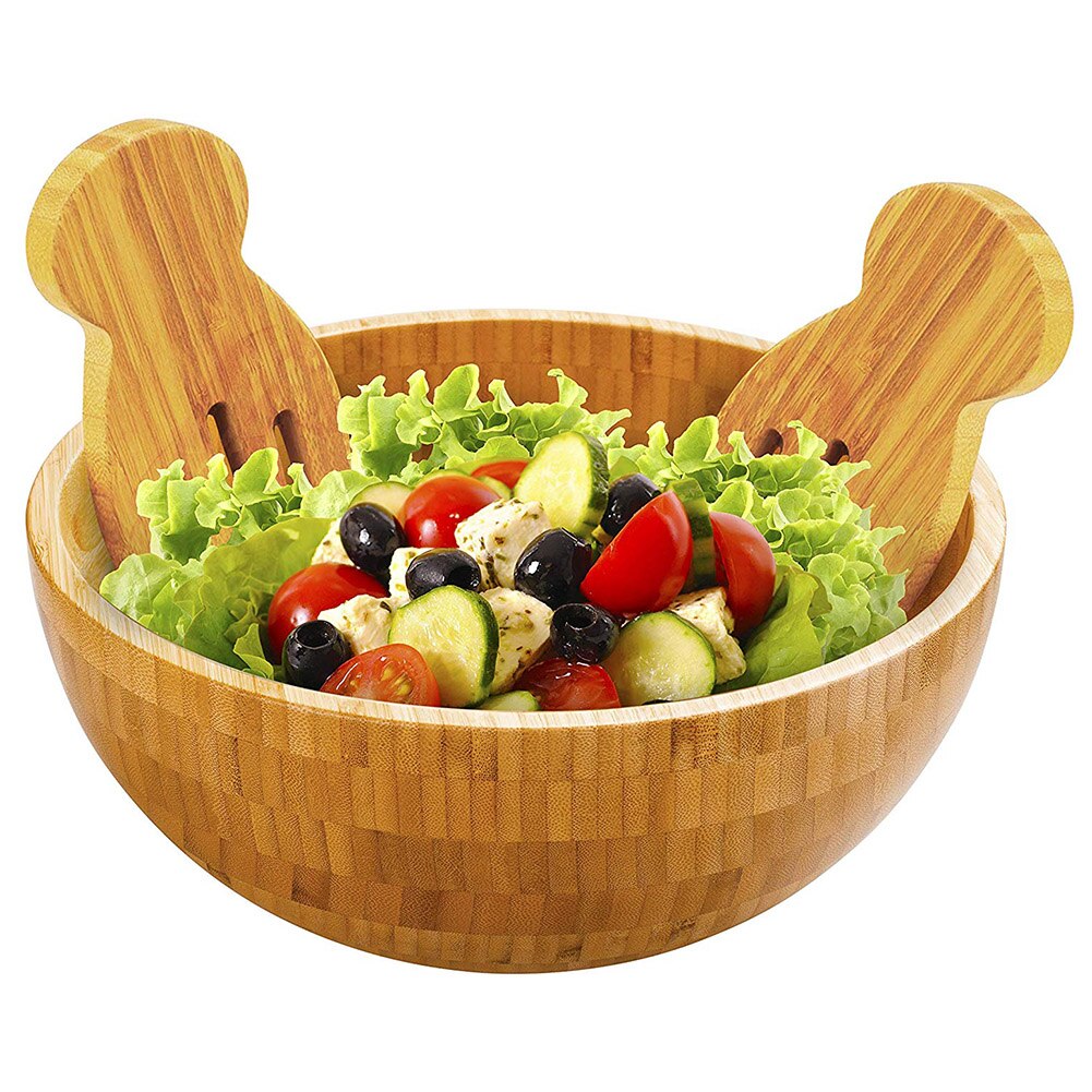Bamboo Salad Bowl Natural Wood - Image 5