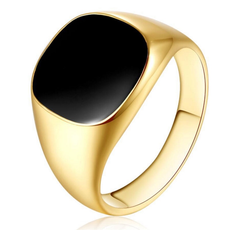 Mens Fashion Rings Black Enamel - Image 4