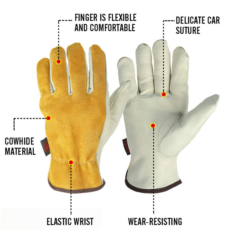 Leather Work Gloves Safety Wear - Image 6