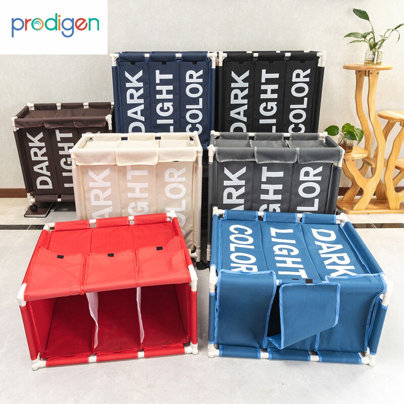 3 Grids Rolling Laundry Basket - Image 5