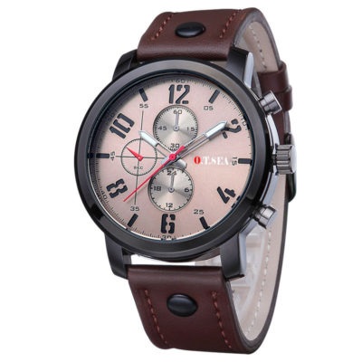 Luxury Leather Strap Military Sports Quartz Wristwatch - Image 2