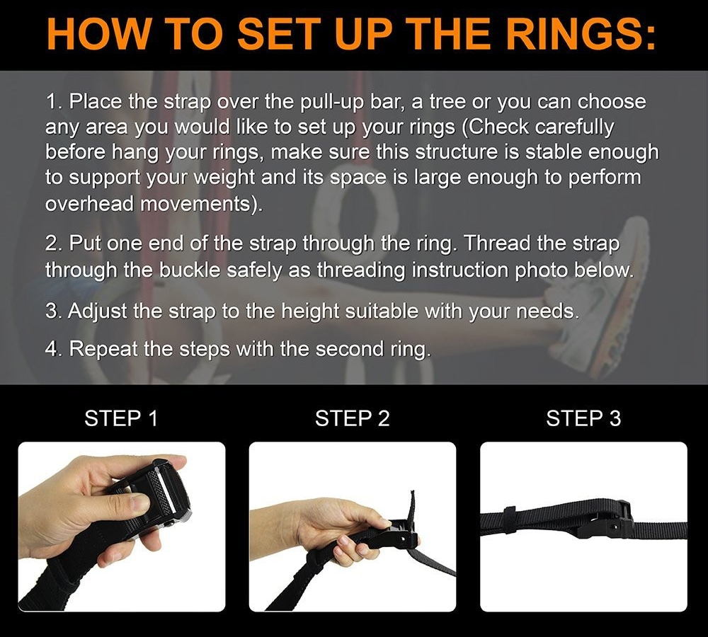 Wood Gymnastic Rings with Adjustable Straps - Image 2