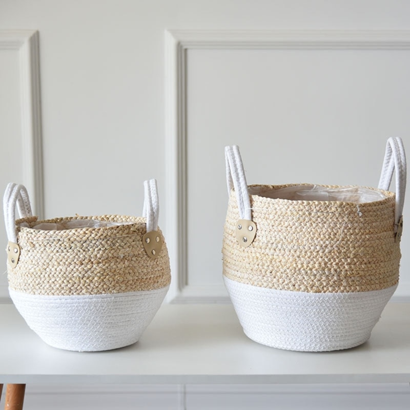 Handmade Straw Plant Basket - Image 4