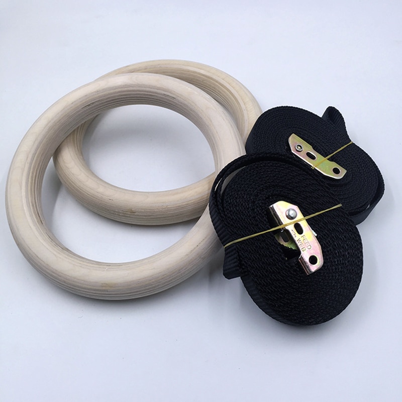 Wooden Gymnastics Rings with Belts (2pcs) - Image 3