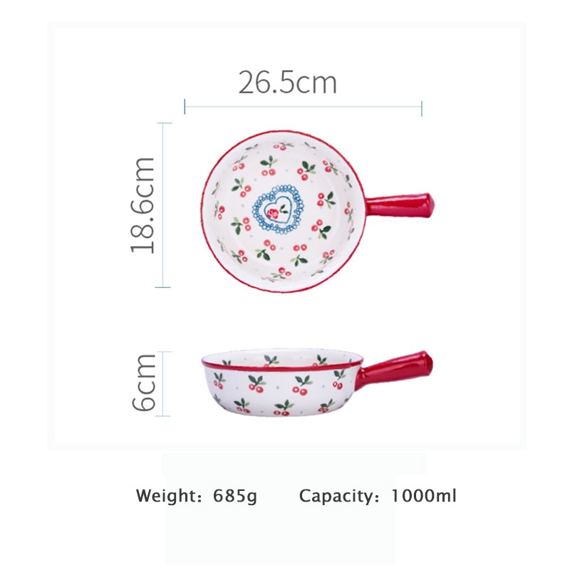 Ceramic Painted Soup Bowl with Handle