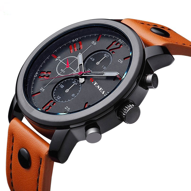 Luxury Leather Strap Military Sports Quartz Wristwatch - Image 6