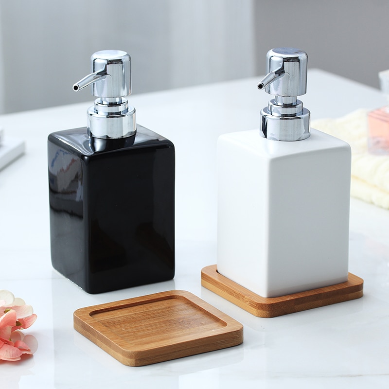 Ceramic Soap Dispenser with Tray - Image 6