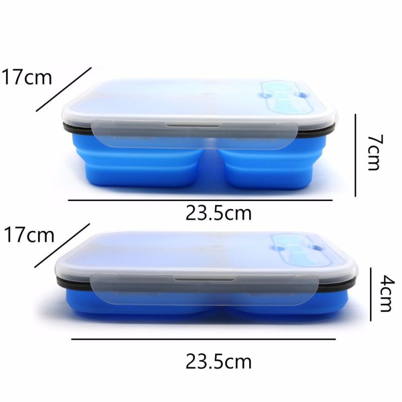 3 Compartment Collapsible Silicone Lunch Box - Image 3