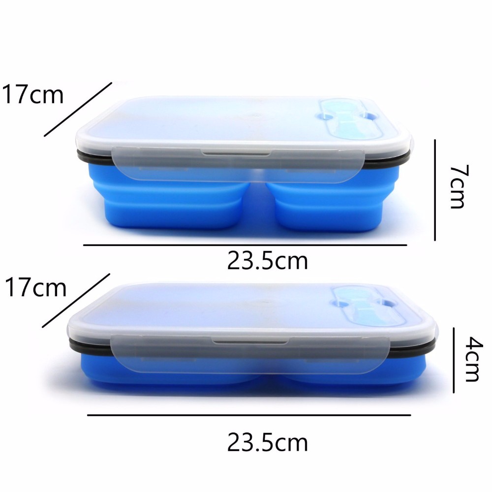 3 Compartment Collapsible Silicone Lunch Box - Image 3