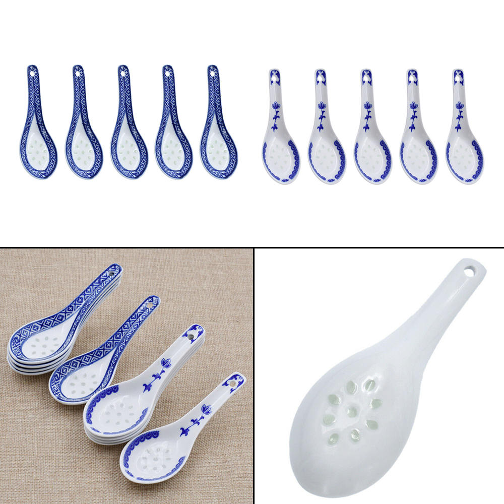 Asian Soup Spoons Ceramic Tableware (5Pcs) - Image 3