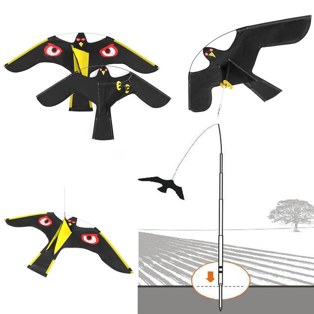 Bird Scarer Hawk Kite Garden Tool - Image 3