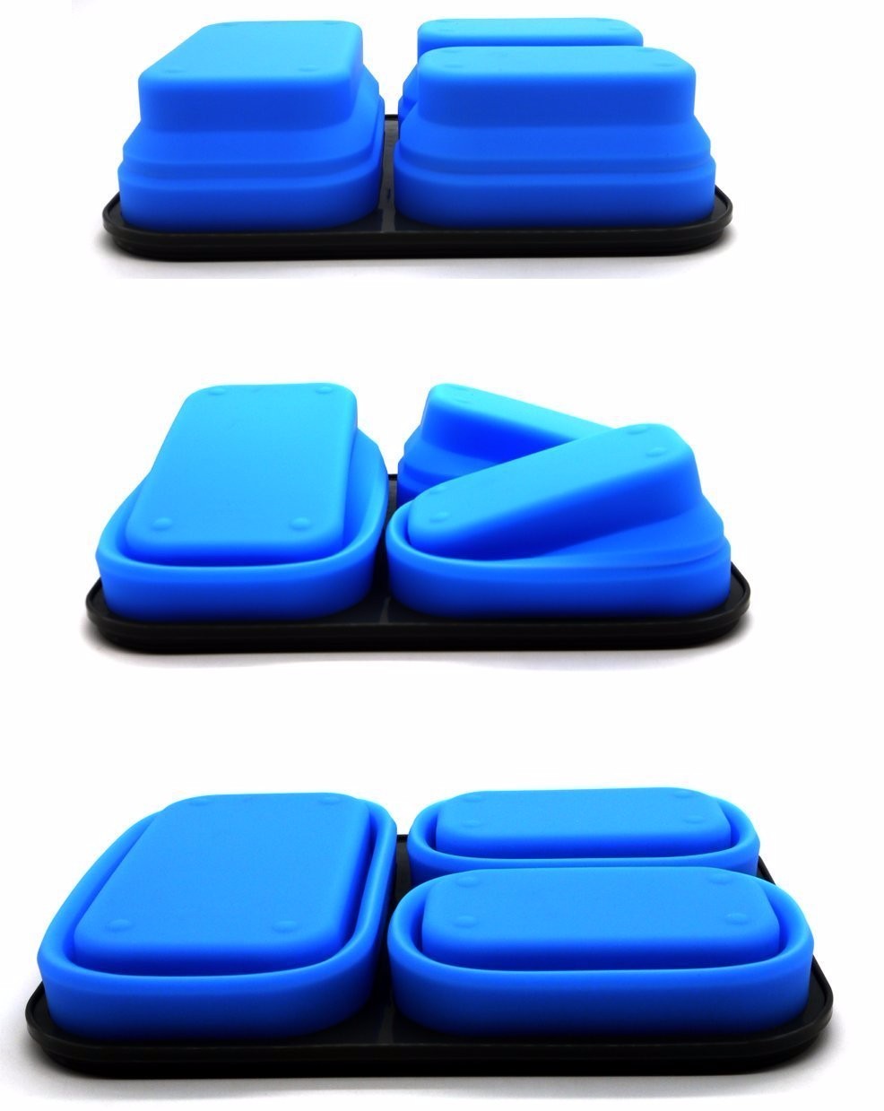 3 Compartment Collapsible Silicone Lunch Box - Image 2