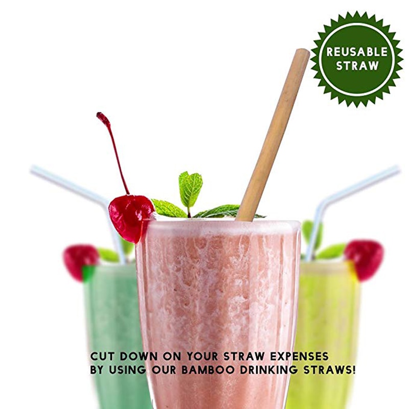 Bamboo Straws with Cleaning Brush Set - Image 2