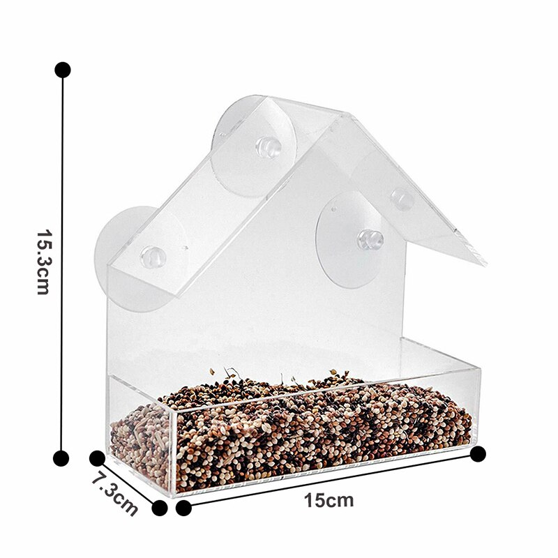 Clear Birdhouse Window Shelter Feeder - Image 2