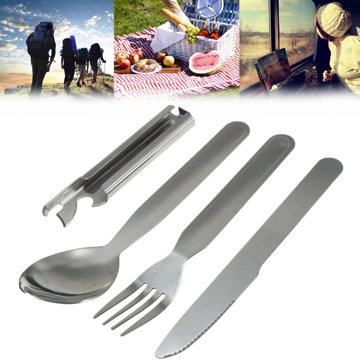 4pcs Silverware Sets Portable Utensils - Image 2