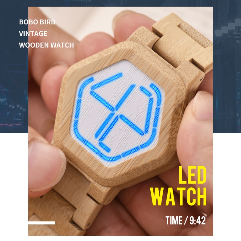 Digital Wooden Watch for Men - Image 4