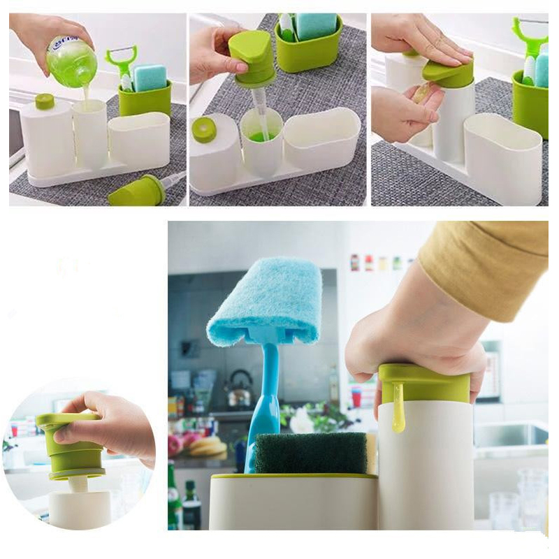 3-in-1 Soap Dispenser, Reusable Bottle   Storage Rack - Image 2