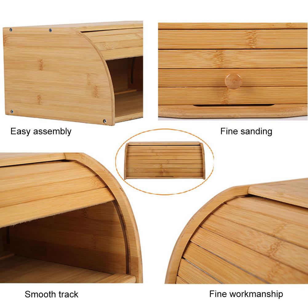 Bamboo Wood Bread Bin Box - Image 6