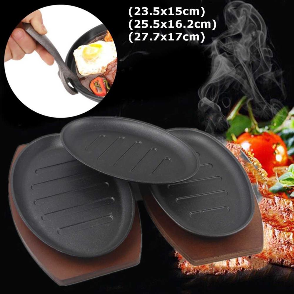 Cast Iron Sizzling Platter with Wooden Holder - Image 3